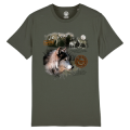 T-shirt premium bio Loup D&rsquo;Europe Zoo Thoiry + transfert Col Khaki XS