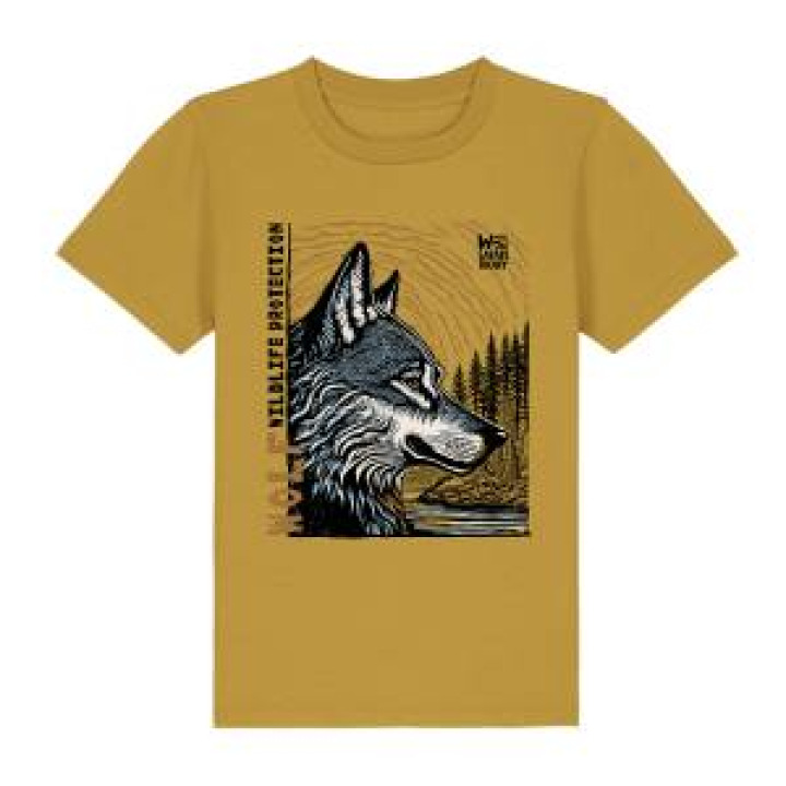 Tshirt premium bio Loup Linocut Zoo de Thoiry Ochre S