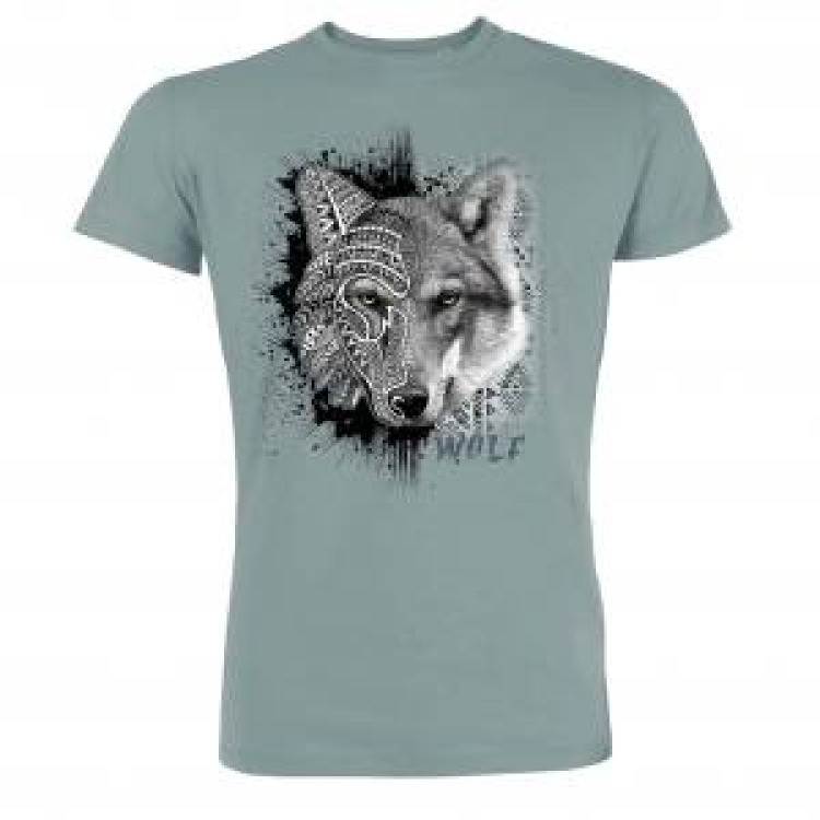 T-shirt premium bio Loup Natives Tribes Cerza + transfert Col Cerza Citadelle Blue S