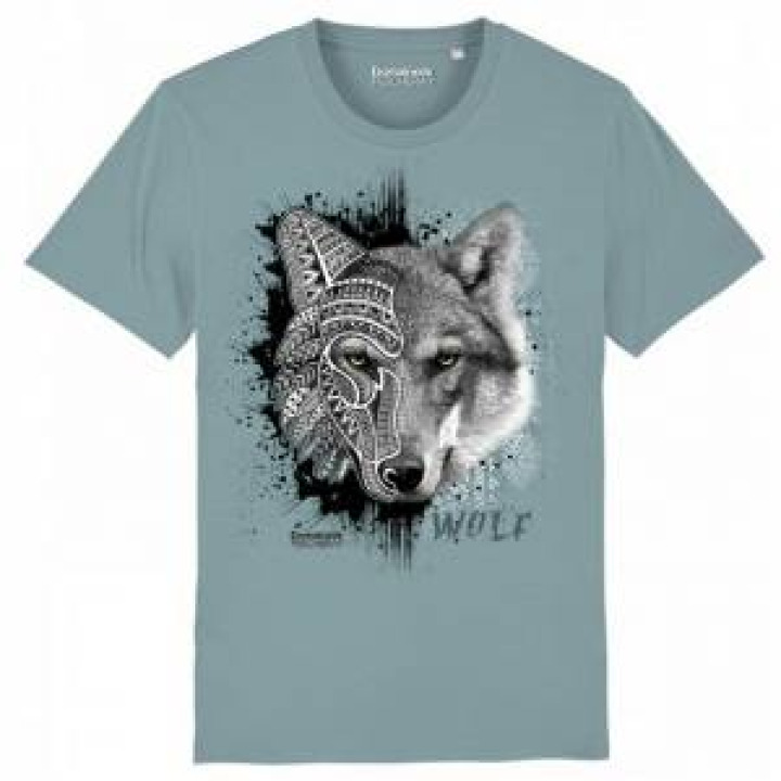 Tshirt premium bio Loup Natives Tribes Domaine de Pescheray Citadelle Blue S