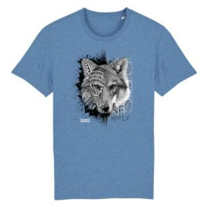 Tshirt premium bio Loup Natives Tribes Planète Sauvage Mid Heather Blue S