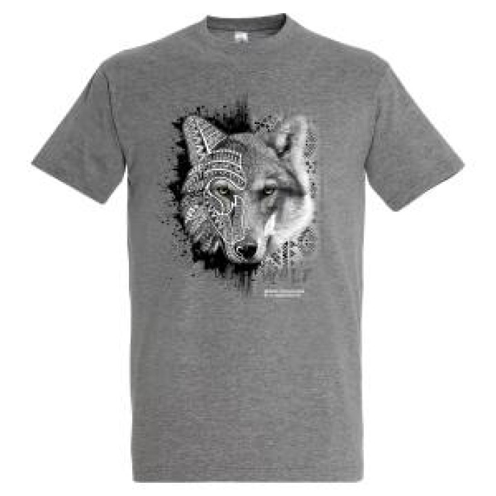 Tshirt premium bio Loup Natives Tribes Réserve de la Haute Touche Heather Grey M