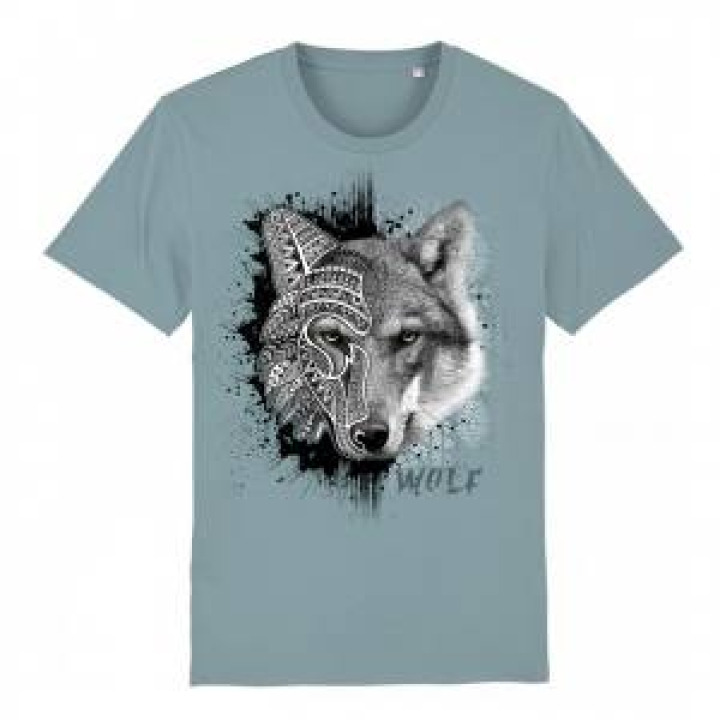 Tshirt premium bio Loup Natives Tribes  transfert Col Amnéville Heather Sand XS