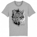 T-shirt premium bio Loup Natives Tribes Zoo Boissière du Dore Heather Grey S