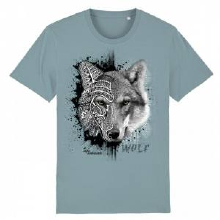 Tshirt premium bio Loup Natives Tribes Zoo de Jurques Citadelle Blue S