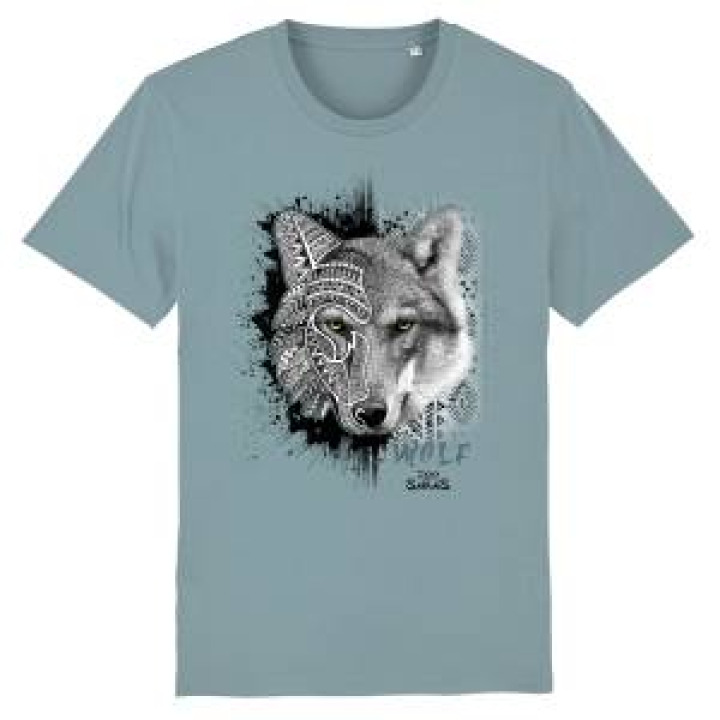 Tshirt premium bio Loup Natives Tribes Zoo des Sables dOlonne  transfert Col Zoo les Sables dOlo