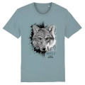 T-shirt premium bio Loup Natives Tribes Zoo des Sables d&rsquo;Olonne + transfert Col Zoo les Sables d&rsquo;Olonne Citadelle Blue S