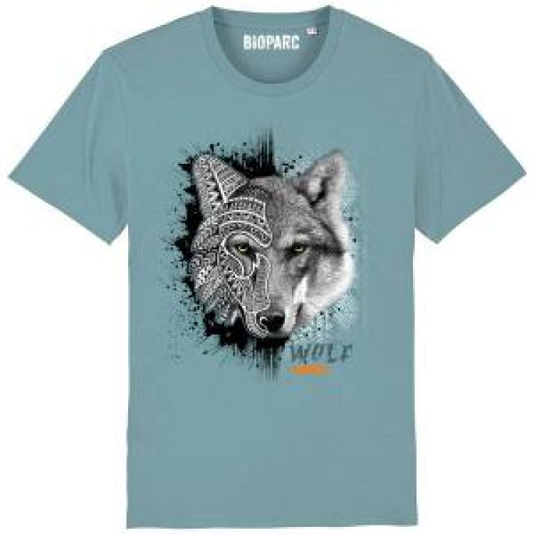 T-shirt premium bio Loup Tribes Bioparc + transfert Col Bioparc Citadelle Blue XS