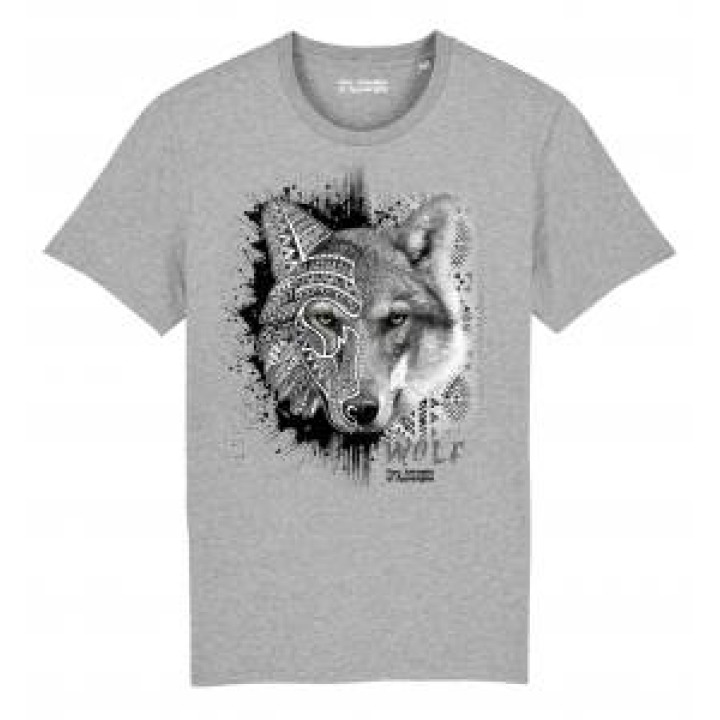Tshirt premium bio Loup Tribes Parc Animalier dAuvergne  transfert Col Parc Animalier dAuvergne Heather Grey S