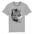 T-shirt premium bio Loup Tribes Parc Animalier d’Auvergne + transfert Col Parc Animalier d’Auvergne 