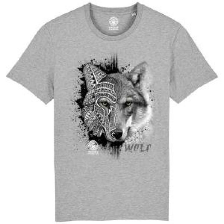 Tshirt premium bio Loup Tribes Zoo de Thoiry  transfert Col Zoo de Thoiry Heather Grey S