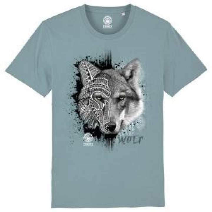 Tshirt premium bio Loup Tribes Zoo de Thoiry  transfert Col Zoo de Thoiry Citadelle Blue M