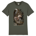 T-shirt premium bio Maki Catta + transfert Col Cerza Khaki S