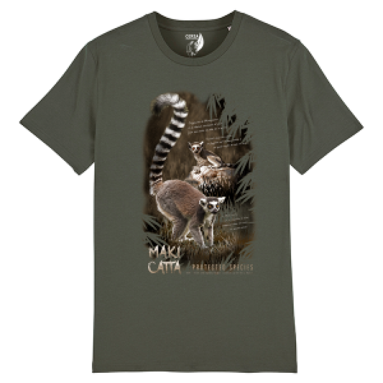 T-shirt premium bio Maki Catta + transfert Col Cerza Khaki M