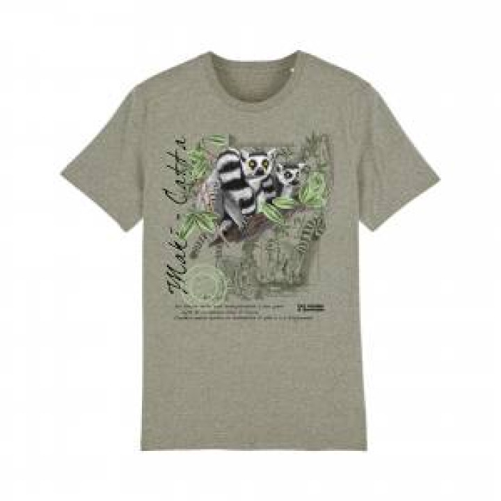 Tshirt premium bio Maki Catta  transfert Col Parc Animalier dAuvergne Mid Heather Khaki M