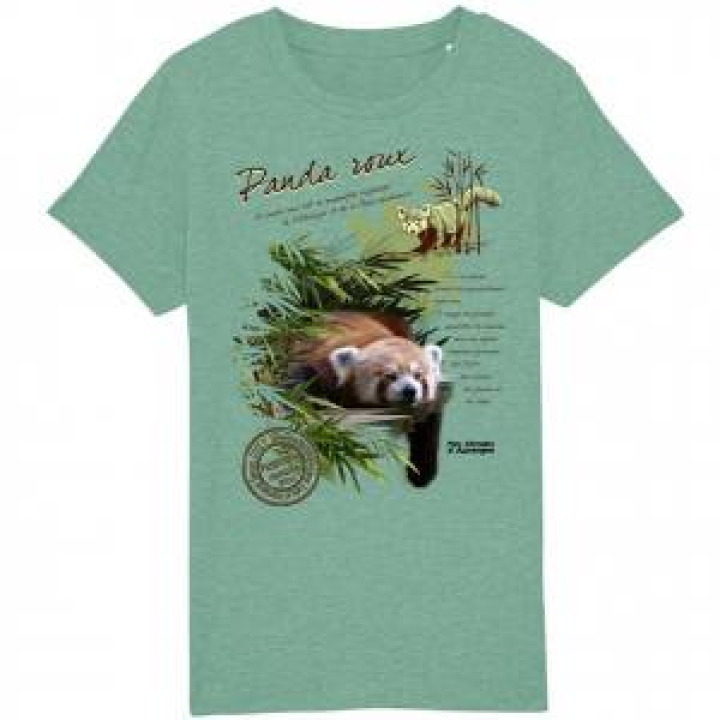 Tshirt premium bio Panda Roux  transfert Col Parc Animalier dAuvergne Mid Heather Green M