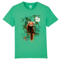 T-shirt premium bio Panda Roux + transfert Col Zoo de Thoiry Chameleon green XS