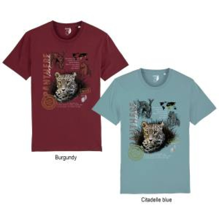 Tshirt premium bio Panthère Cerza  transfert Col Cerza Burgundy S