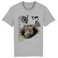 T-shirt premium bio Panth&egrave;re L&eacute;opard Zoo de Jurques Heather Grey S