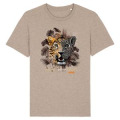 T-shirt premium bio Panthère Native Tribes Bioparc + transfert Col Bioparc Heather Sand S