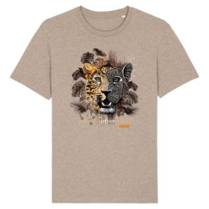 Tshirt premium bio Panthère Native Tribes Bioparc  transfert Col Bioparc Heather Sand M