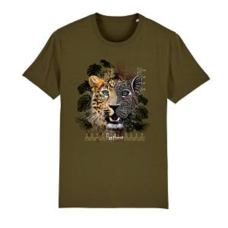 T-shirt premium bio Panth&egrave;re Native Tribes + transfert Col Amn&eacute;ville Khaki S