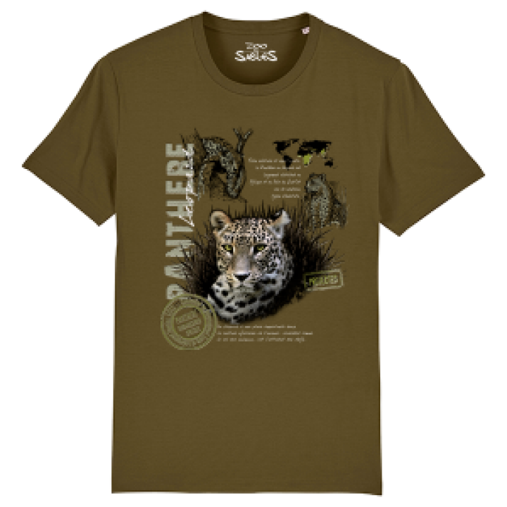 Tshirt premium bio Panthère  transfert Col Zoo les Sables dOlonne British Khaki S