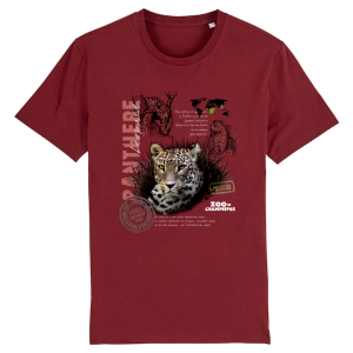 Tshirt premium bio Panthère Zoo de Champrepus Burgundy S