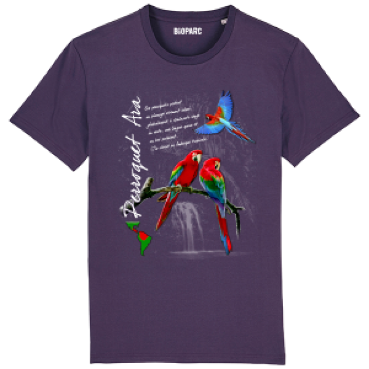 Tshirt premium bio Perroquets Ara  transfert Col Bioparc Plum S