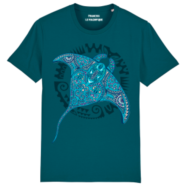Tshirt premium bio Raie Multicolore  transfert Col Bioparc Stargazer M