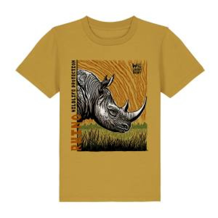 Tshirt premium bio Rhino Linocut Zoo de Thoiry Ochre S