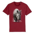 T-shirt premium bio Rhino Native Tribes + transfert Col Zoo Boissière du Dore Burgundy S