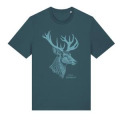 T-shirt premium bio Sérigraphie Cerf de Profil Château de Chambord French Navy XS