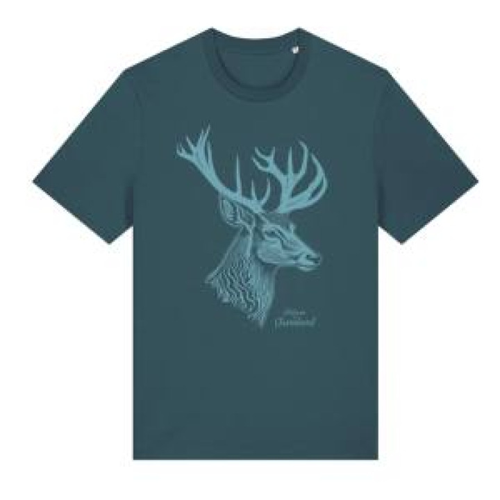 Tshirt premium bio Sérigraphie Cerf de Profil Château de Chambord French Navy S