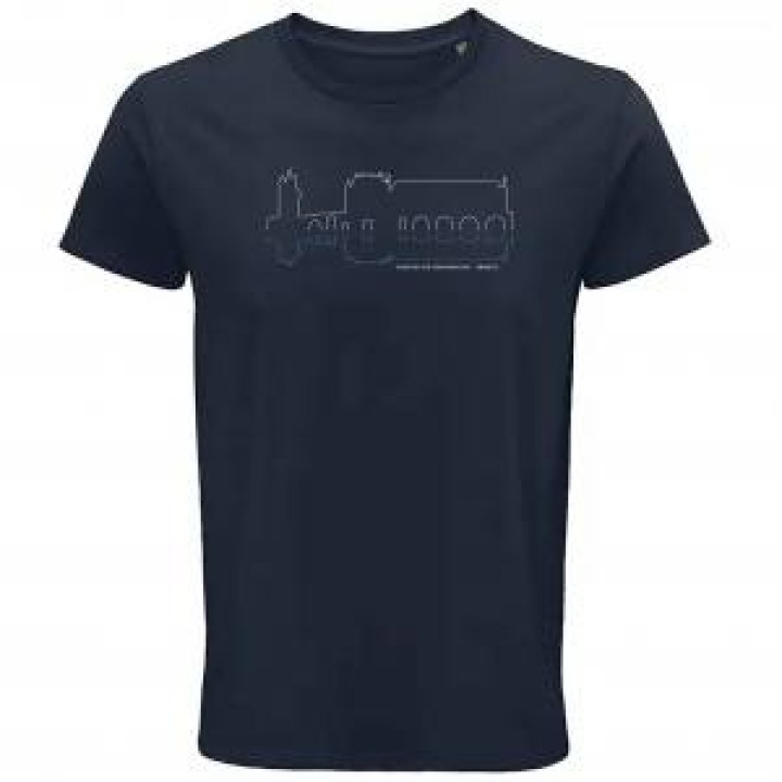 Tshirt premium bio Sérigraphie Silhouette du Château Au Trait Château de Chenonceau France French Navy XS