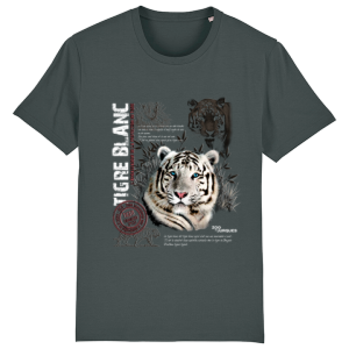 Tshirt premium bio Tigre Blanc Zoo de Jurques Anthracite M
