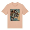 T-shirt premium bio Tigre Linocut Cerza + transfert Col Cerza Fraiche Peche S