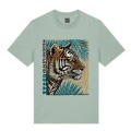 T-shirt premium bio Tigre Linocut Safari de Peaugres + transfert Col Safari de Peaugres Aloe - Stanl