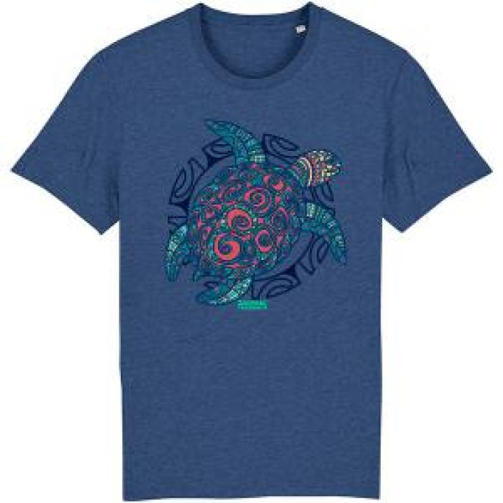 Tshirt premium bio Tortue Multicolore Zooparc de Tregomeur Dark Heather Indigo L