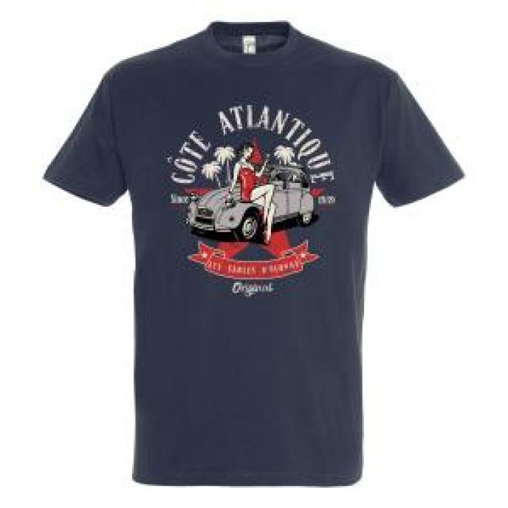 Tshirt unisexe 2 CV Côte Atlantique les Sables dOlonne Palmiers Marine M