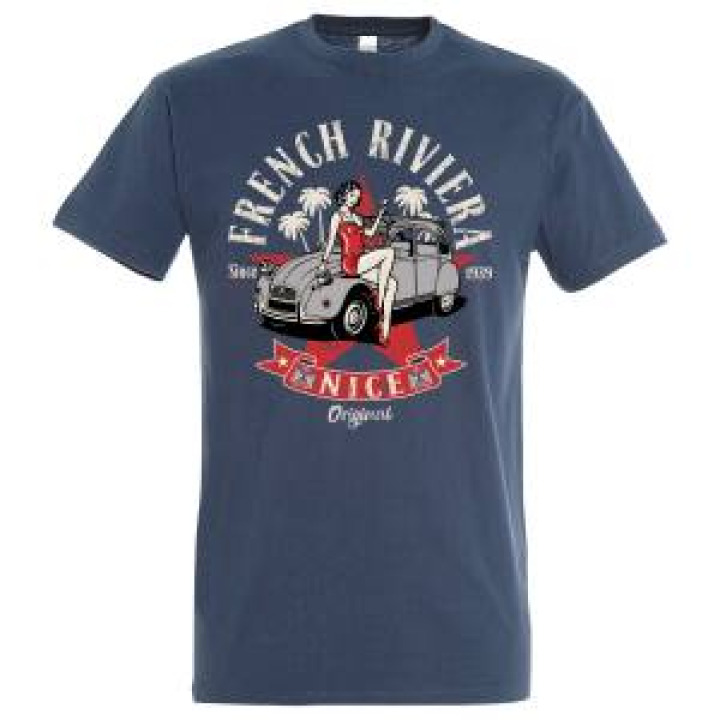 Tshirt unisexe 2 CV French Riviera Nice Denim S