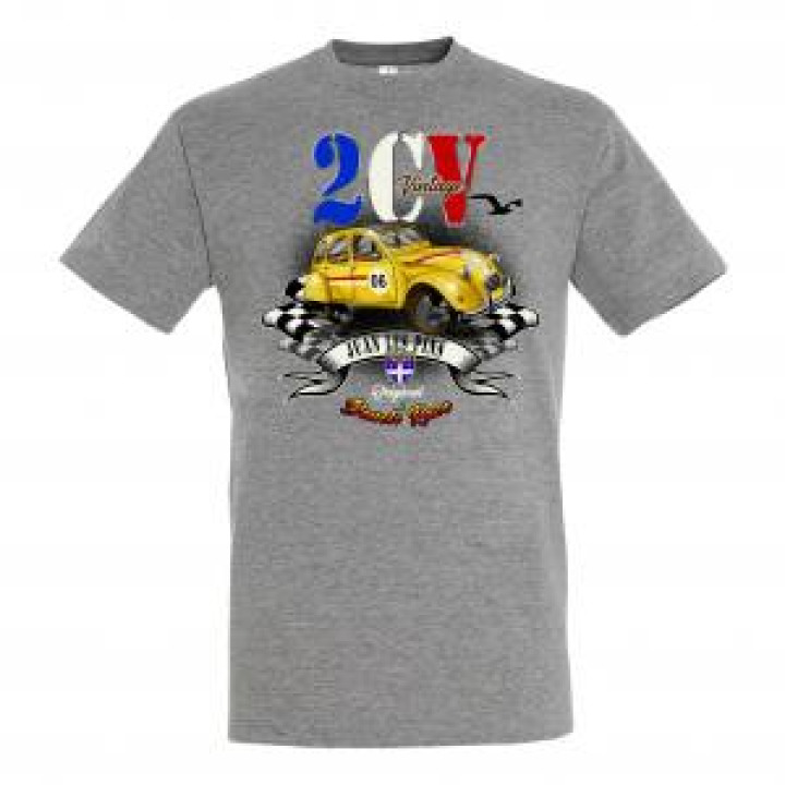 Tshirt unisexe 2 CV Vintage 06 Juan les Pins Gris Chiné M