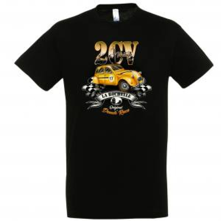 Tshirt unisexe 2 CV Vintage 17 la Rochelle Noir Profond S