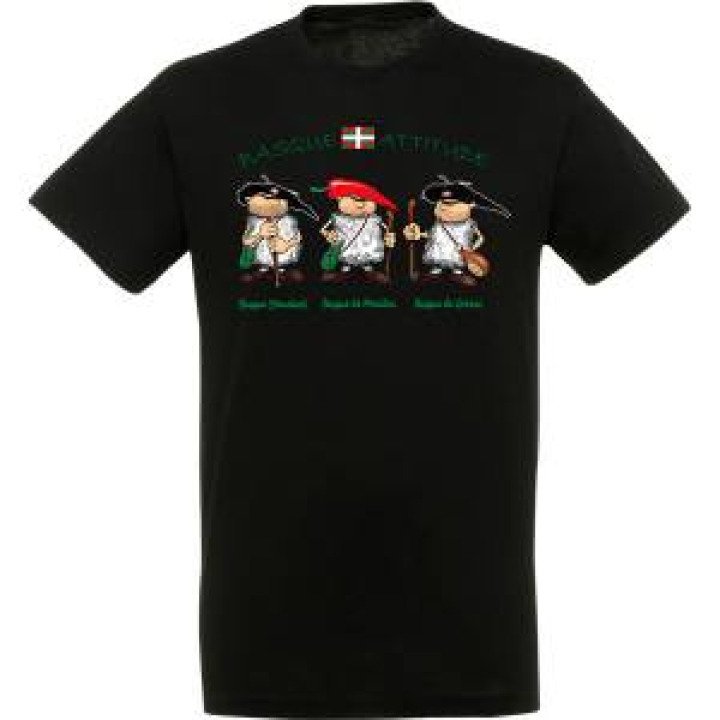 Tshirt unisexe Basque Standard Mauleon Garazi Noir Profond M