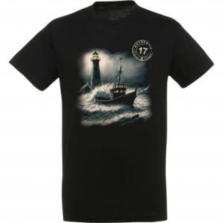 Tshirt unisexe Bateau Phare Authentic 17 Ouest Coast Noir Profond S