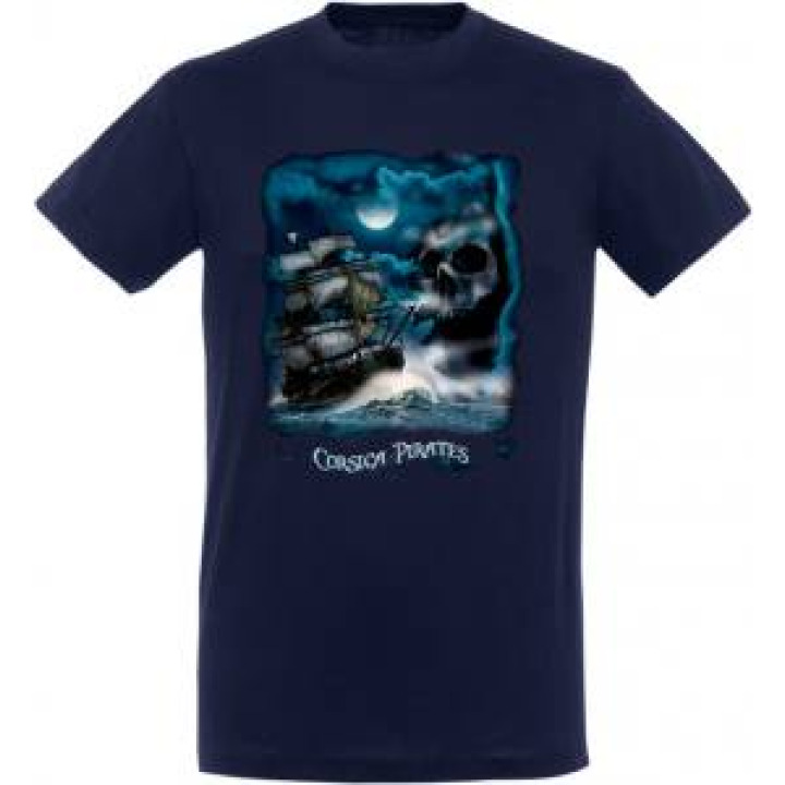 Tshirt unisexe Bateau Pirate Tête de Mort Corsica Marine S