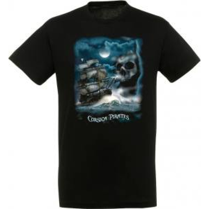 Tshirt unisexe Bateau Pirate Tête de Mort Corsica Marine M