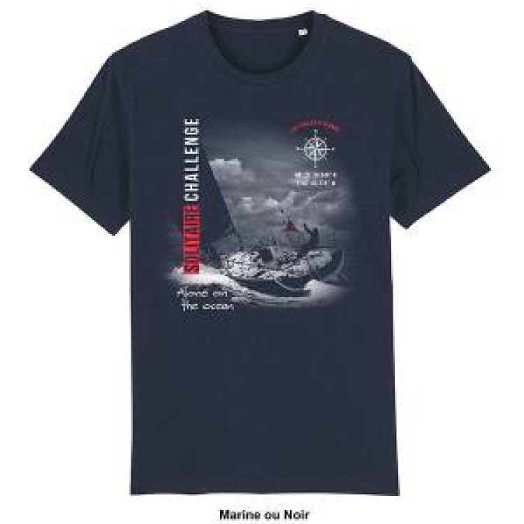T-shirt unisexe Bateau Solitaire Challenge + GPS les Sables d’Olonne Noir Profond S