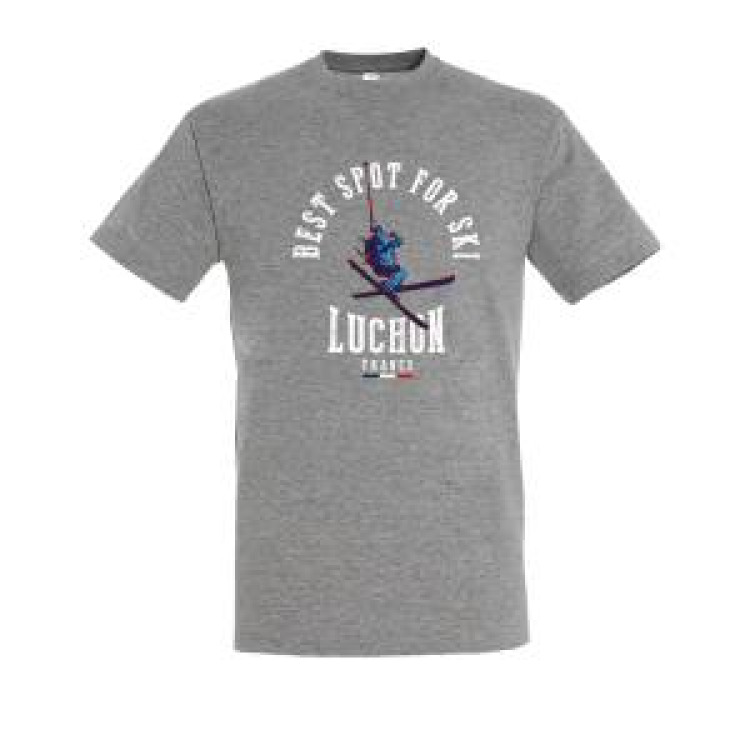 T-shirt unisexe Best Spot for Ski Luchon Gris Chiné M