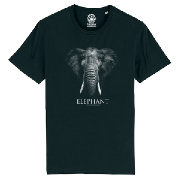 Tshirt unisexe bio Éléphant Gamme Black Zoo de Thoiry  transfert Col Black S
